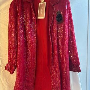 Vintage Sequin Pink/Red Blazer by
